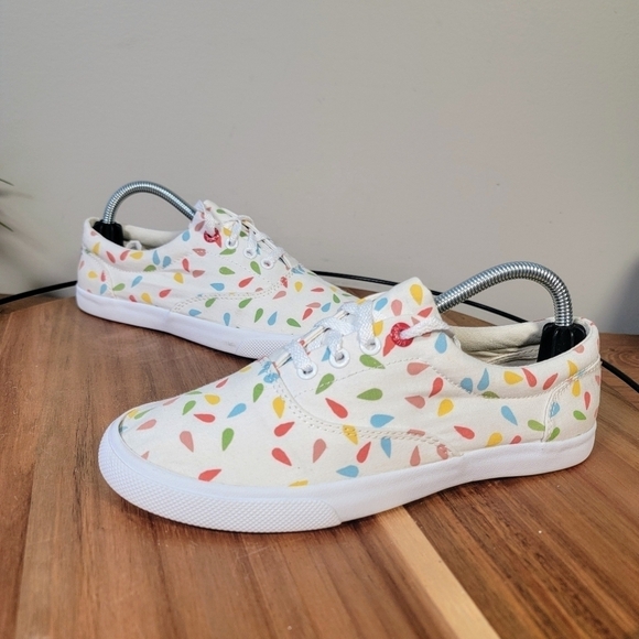 Bucketfeet Multi Color Rain Drop Print Canvas Sneakers Lace Up Size 6 - Picture 4 of 17
